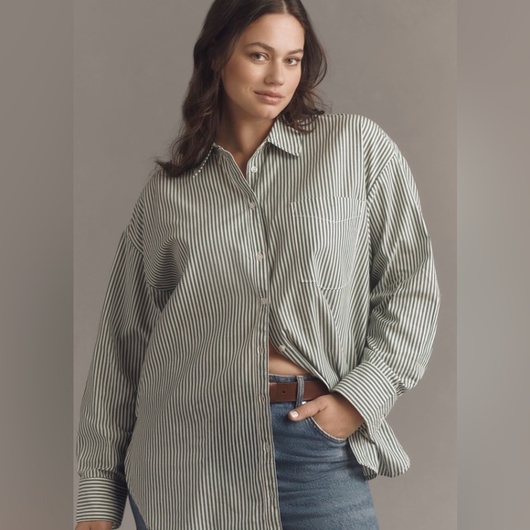 The Bennet Buttondown Shirt by Maeve - Size S - Moss - Picture 5 of 10